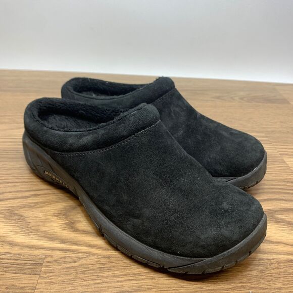 Merrell Encore Nova Crystal Slip On Clog Suede Black Leather J46830 Women Sz 6 - Picture 1 of 10